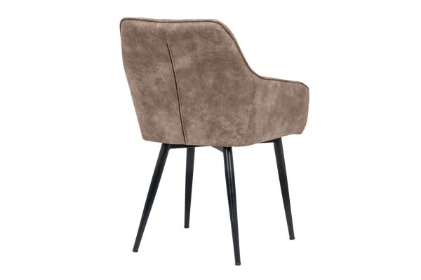 Chaise de salle à manger Taupe Noir L : 60 cm avec accoudoirs Tissu Métal