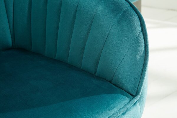 Chaise de salle à manger turquoise noir en velours métal avec accoudoirs
