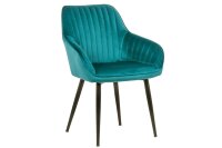 Chaise de salle &agrave; manger turquoise noir en velours...
