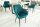 Chaise de salle à manger turquoise noir en velours métal avec accoudoirs