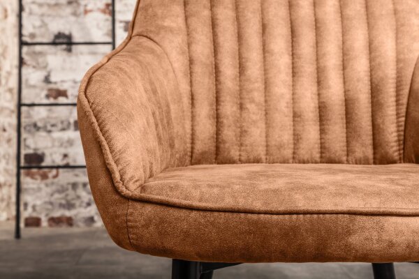 Chaise avec accoudoirs Tissu Métal marron noir Moderne RITA