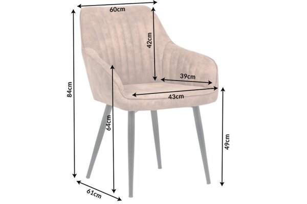 Chaise avec accoudoirs Tissu Métal marron noir Moderne RITA