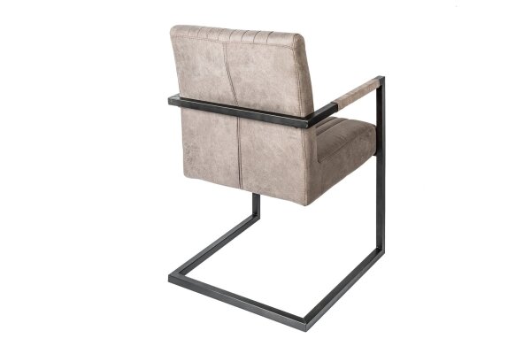 Chaise cantilever taupe noir tissu métal avec accoudoirs