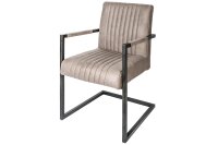 Chaise cantilever taupe noir tissu métal avec...