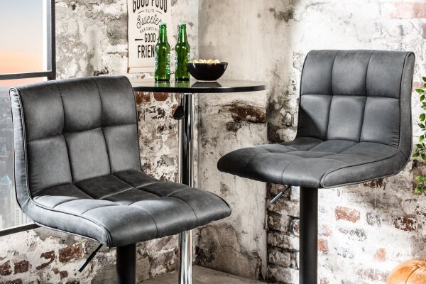 Chaise de bar réglable en hauteur tissu métal avec dossier gris noir