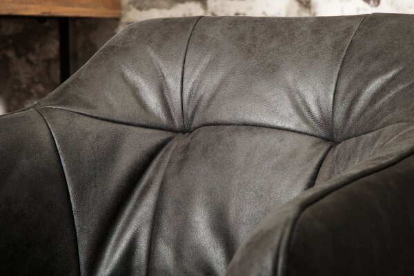 Chaise de comptoir velours métal gris noir avec dossier