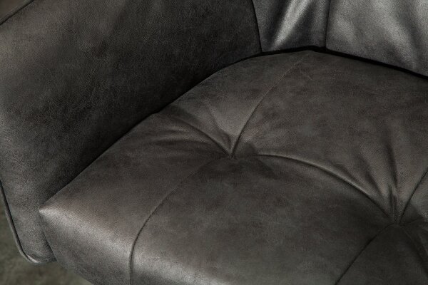 Chaise de comptoir velours métal gris noir avec dossier