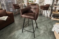 Tabouret de bar velours métal brun antique noir...