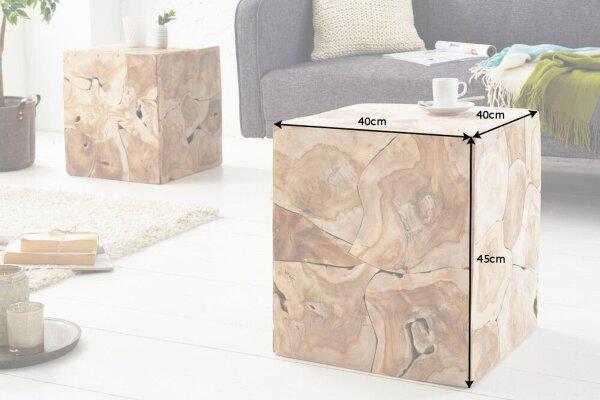 Table dappoint en teck massif L : 40 cm Rondelles darbre