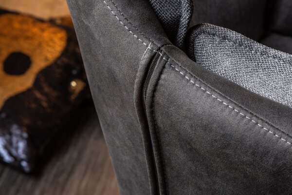 Chaise pivotante anthracite noir en tissu métal sans roulettes