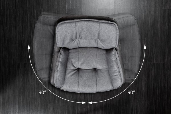 Chaise pivotante anthracite noir en tissu métal sans roulettes