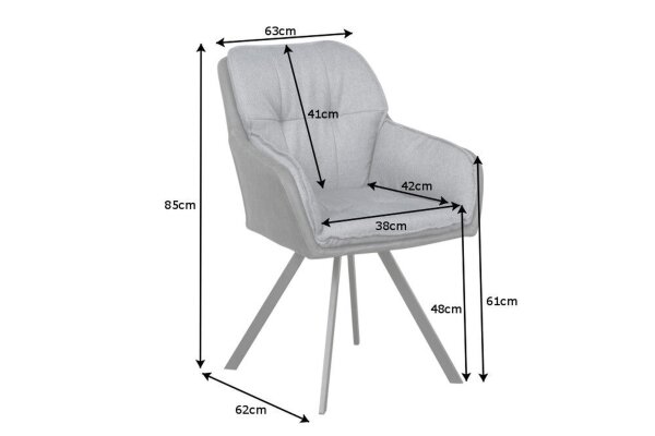 Chaise pivotante anthracite noir en tissu métal sans roulettes
