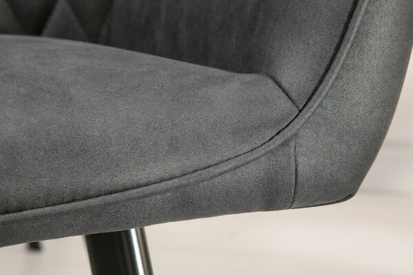 Chaise de salle à manger Anthracite avec accoudoirs Tissu Métal Rétro