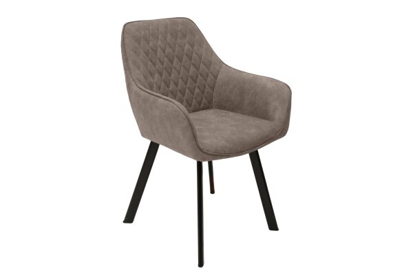 Chaise de salle à manger Retro Taupe Noir Tissu Métal avec accoudoirs