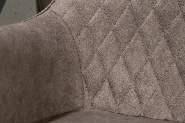 Chaise de salle à manger Retro Taupe Noir Tissu Métal avec accoudoirs