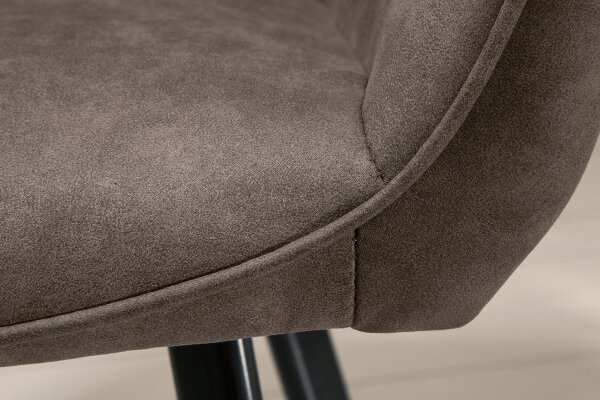 Chaise de salle à manger Retro Taupe Noir Tissu Métal avec accoudoirs