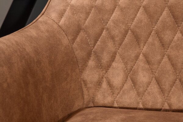 Chaise salle à manger marron noir en tissu métal avec accoudoirs