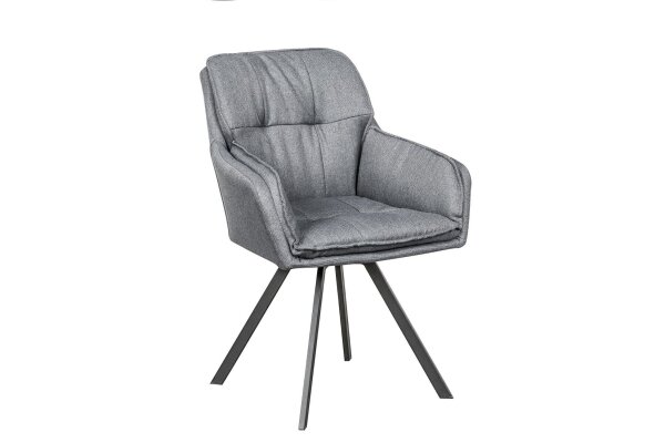 Chaise pivotante Gris Noir Tissu Métal sans roulettes LIBYA