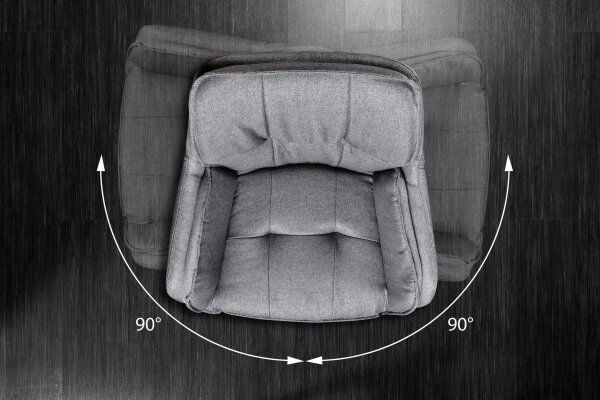 Chaise pivotante Gris Noir Tissu Métal sans roulettes LIBYA