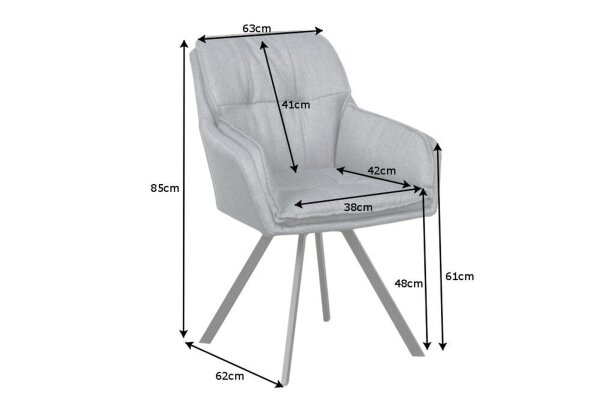 Chaise pivotante Gris Noir Tissu Métal sans roulettes LIBYA