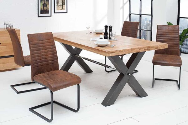 Chaise cantilever marron noir en tissu métal