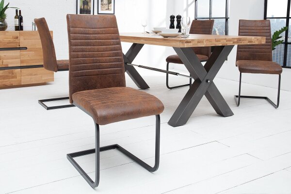 Chaise cantilever marron noir en tissu métal