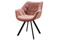 Chaise de salle à manger velours métal rose...