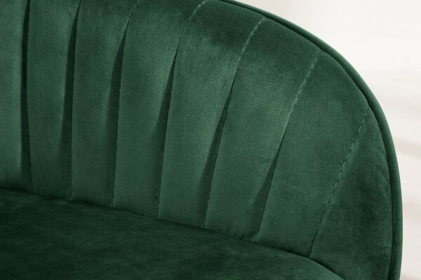 Chaise de salle à manger avec accoudoirs velours métal vert noir