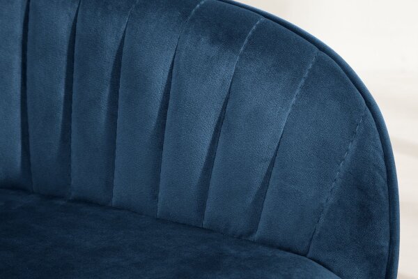 Chaise de salle à manger velours métal bleu noir avec accoudoirs