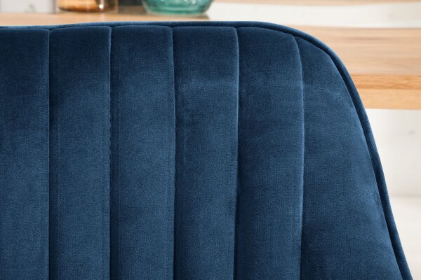Chaise de salle à manger velours métal bleu noir avec accoudoirs