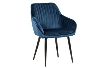 Chaise de salle à manger velours métal bleu...