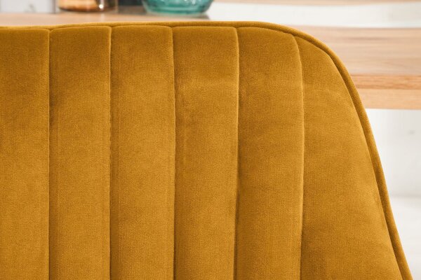 Fauteuil velours métal jaune noir Moderne RITA