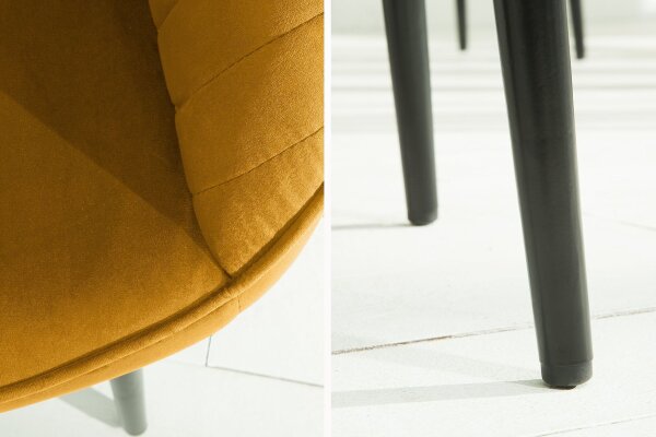Fauteuil velours métal jaune noir Moderne RITA