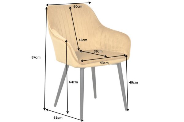 Fauteuil velours métal jaune noir Moderne RITA