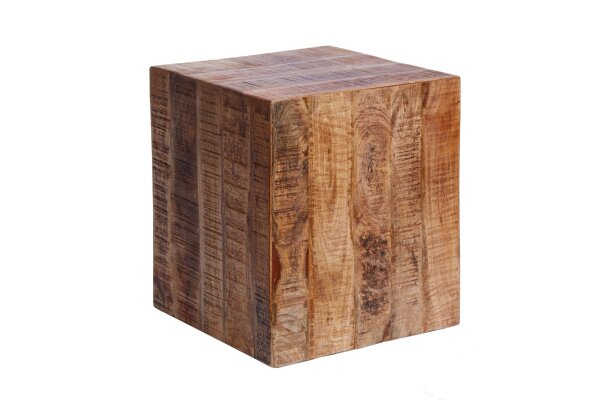 Table dappoint en bois de manguier massif L : 40 cm avec roulettes polyvalent