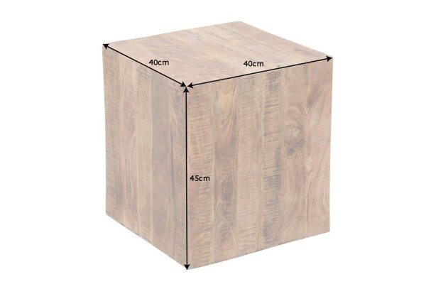 Table dappoint en bois de manguier massif L : 40 cm avec roulettes polyvalent