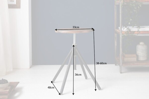 Tabouret réglable en hauteur Industrial bois dacacia métal