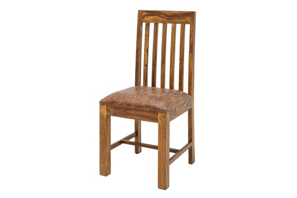 Chaise de salle à manger en bois de sheesham avec rembourrage style colonial