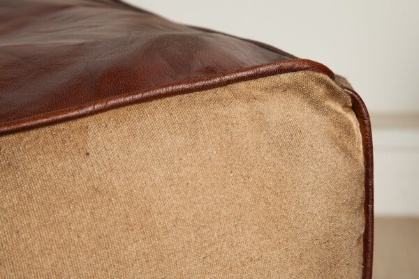 Tabouret rembourré Cuir Lin Marron L : 45 cm Cube