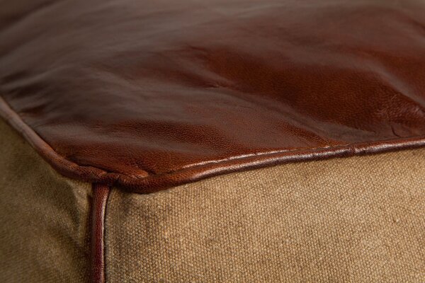 Tabouret rembourré Cuir Lin Marron L : 45 cm Cube