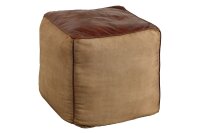 Tabouret rembourré Cuir Lin Marron L : 45 cm Cube