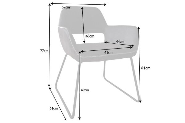 Chaise de salle à manger Bauhaus design gris noir en tissu métal