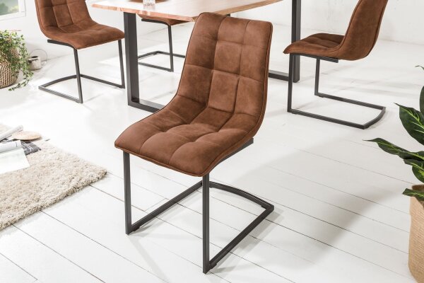 Chaise à bascule salle à manger marron noir en tissu métal