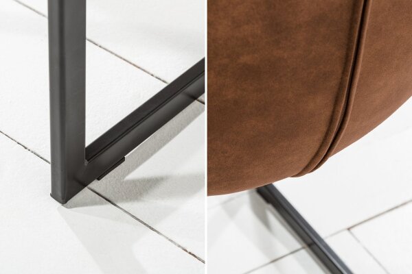 Chaise à bascule salle à manger marron noir en tissu métal
