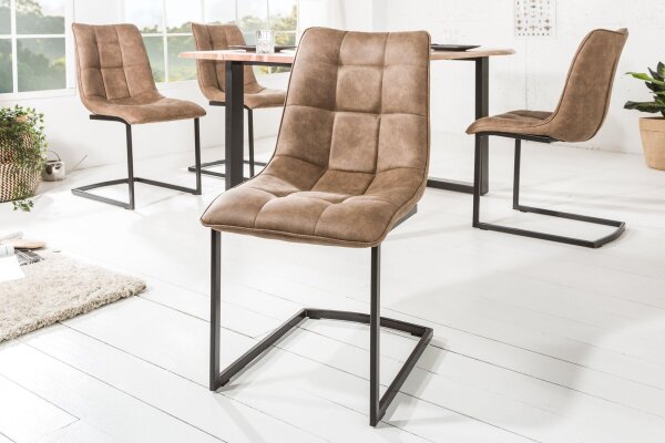 Chaise cantilever beige noir en tissu métal