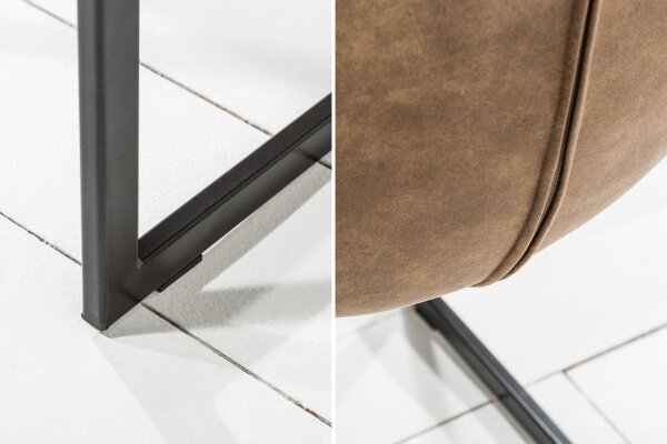 Chaise cantilever beige noir en tissu métal