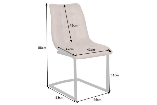 Chaise cantilever beige noir en tissu métal