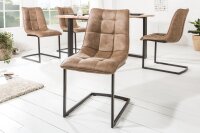 Chaise cantilever beige noir en tissu métal