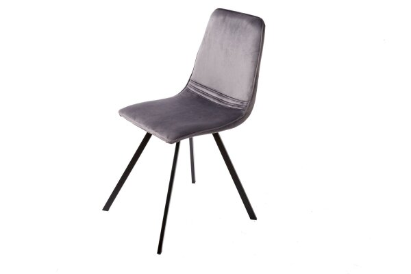 Chaise de salle à manger velours métal gris noir rétro