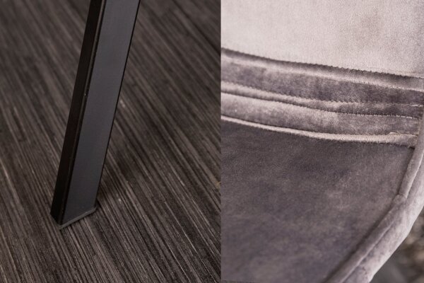 Chaise de salle à manger velours métal gris noir rétro